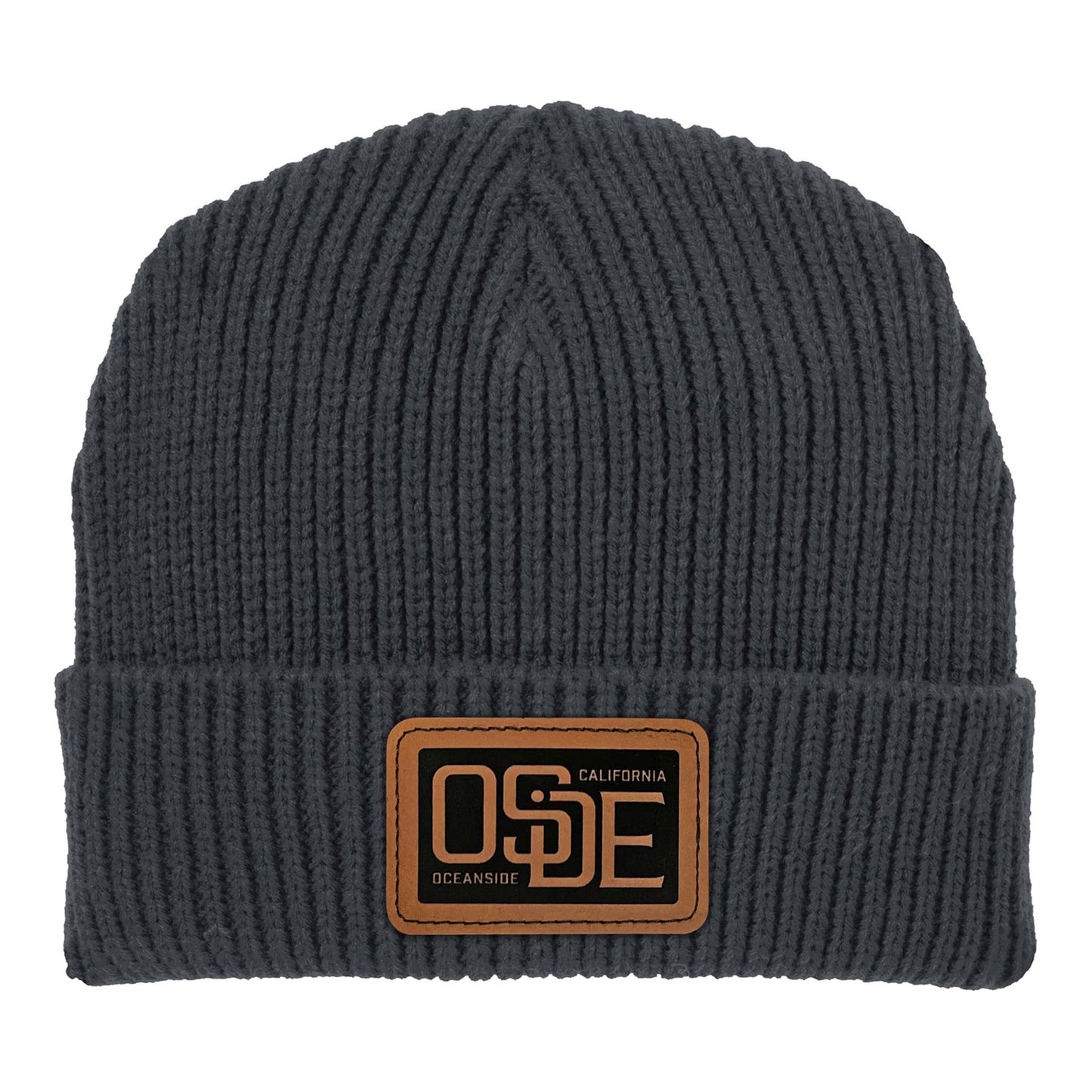 Oside SD Watch Cap Beanie - Graphite with Leatherette Patch