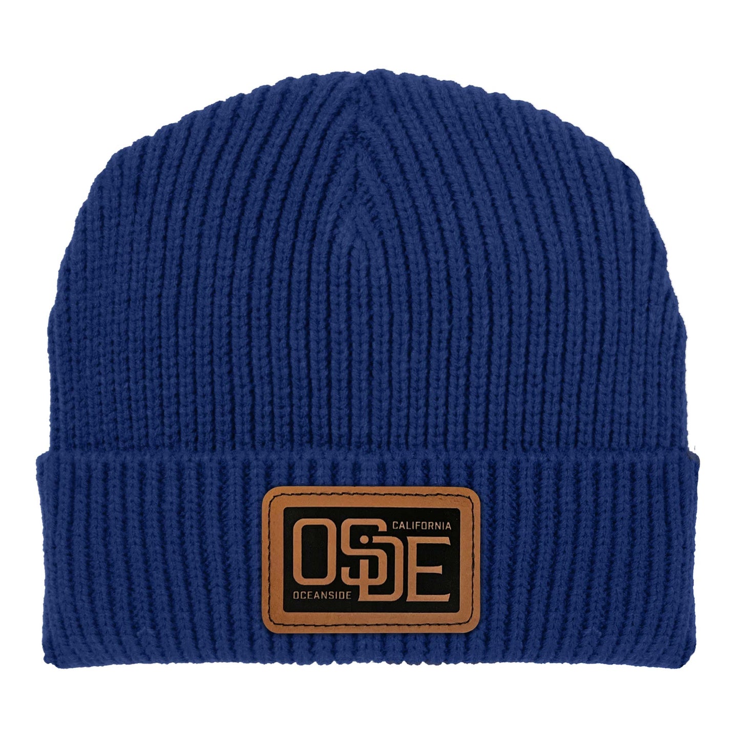 Oside SD Watch Cap Beanie - Navy with Leatherette Patch