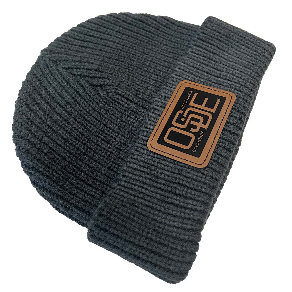 Oside SD Watch Cap Beanie - Graphite with Leatherette Patch