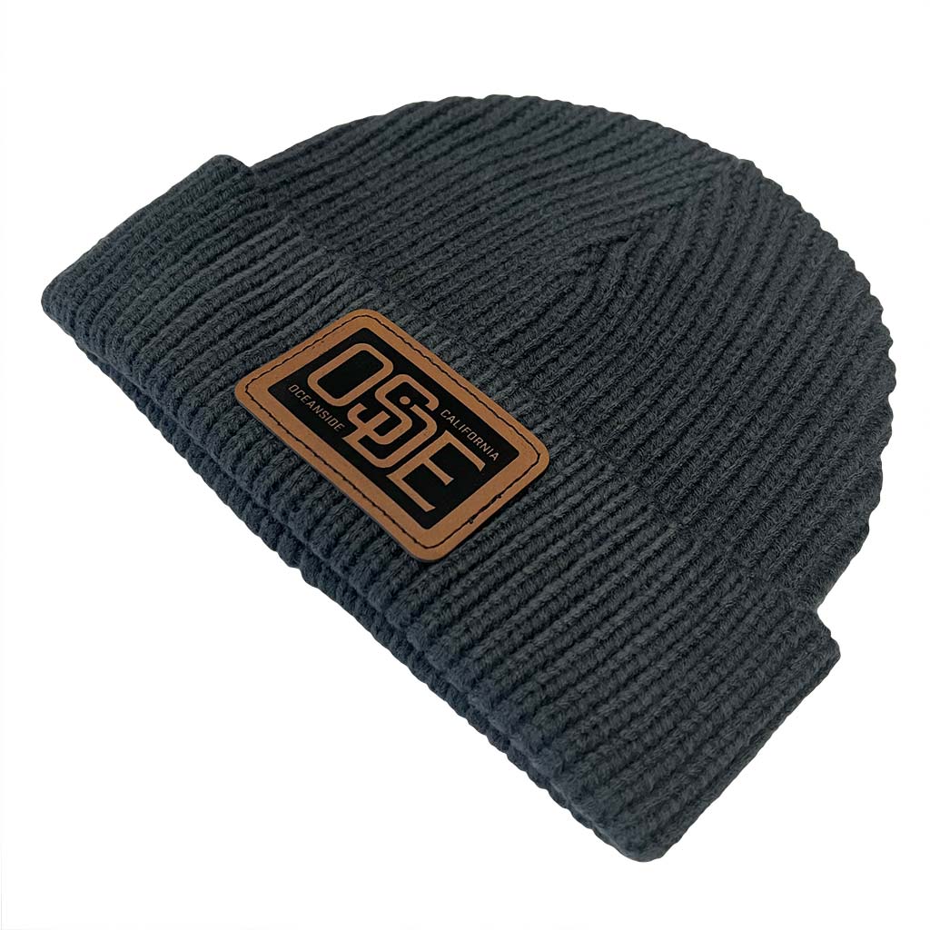 Oside SD Watch Cap Beanie - Graphite with Leatherette Patch