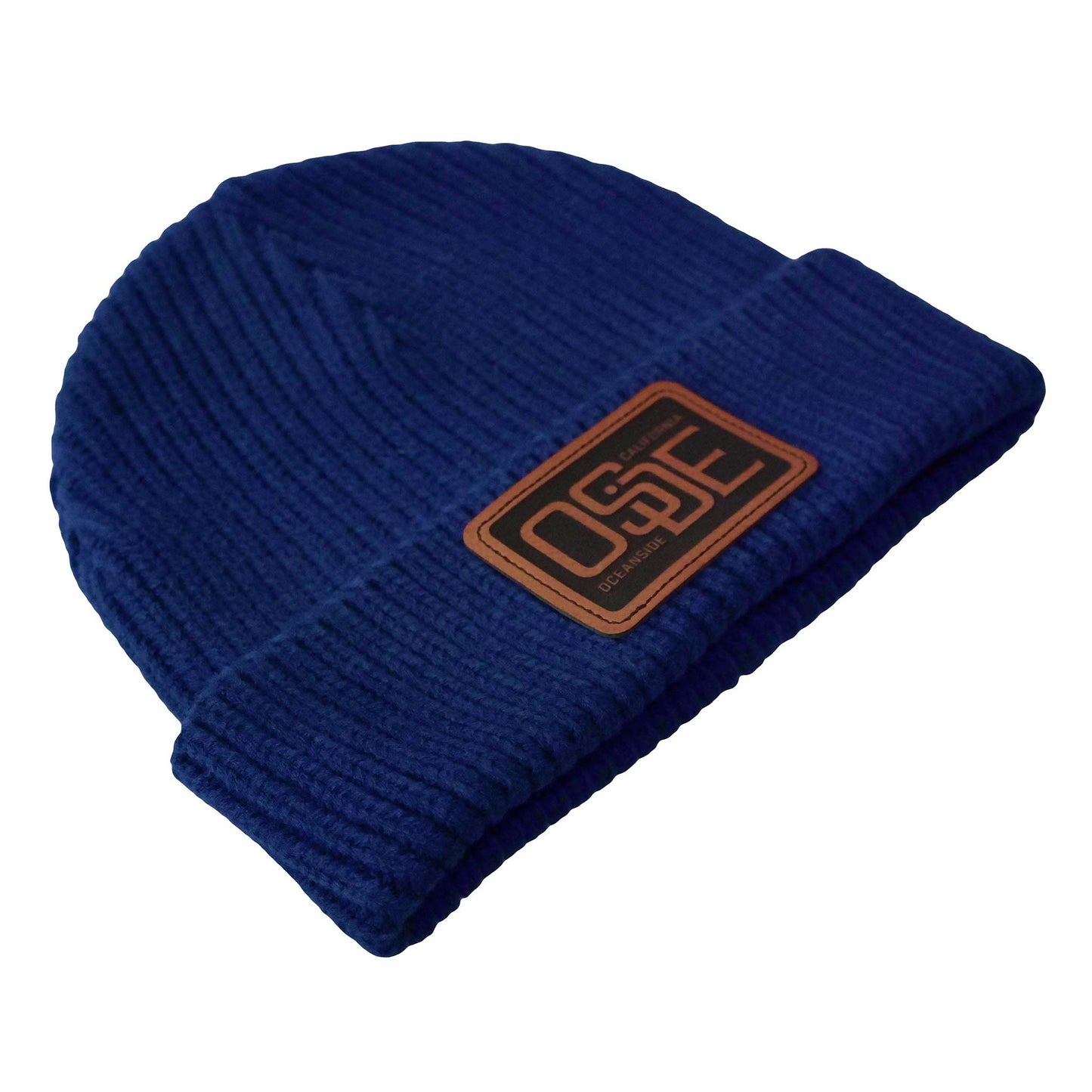 Oside SD Watch Cap Beanie - Navy with Leatherette Patch