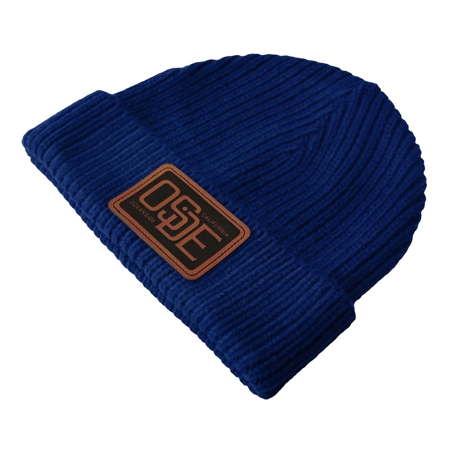 Oside SD Watch Cap Beanie - Navy with Leatherette Patch