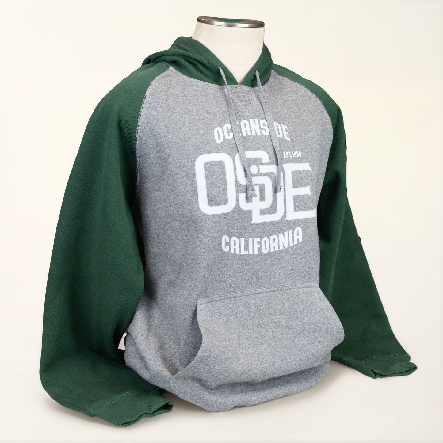 Green and Heather Gray Hoodie