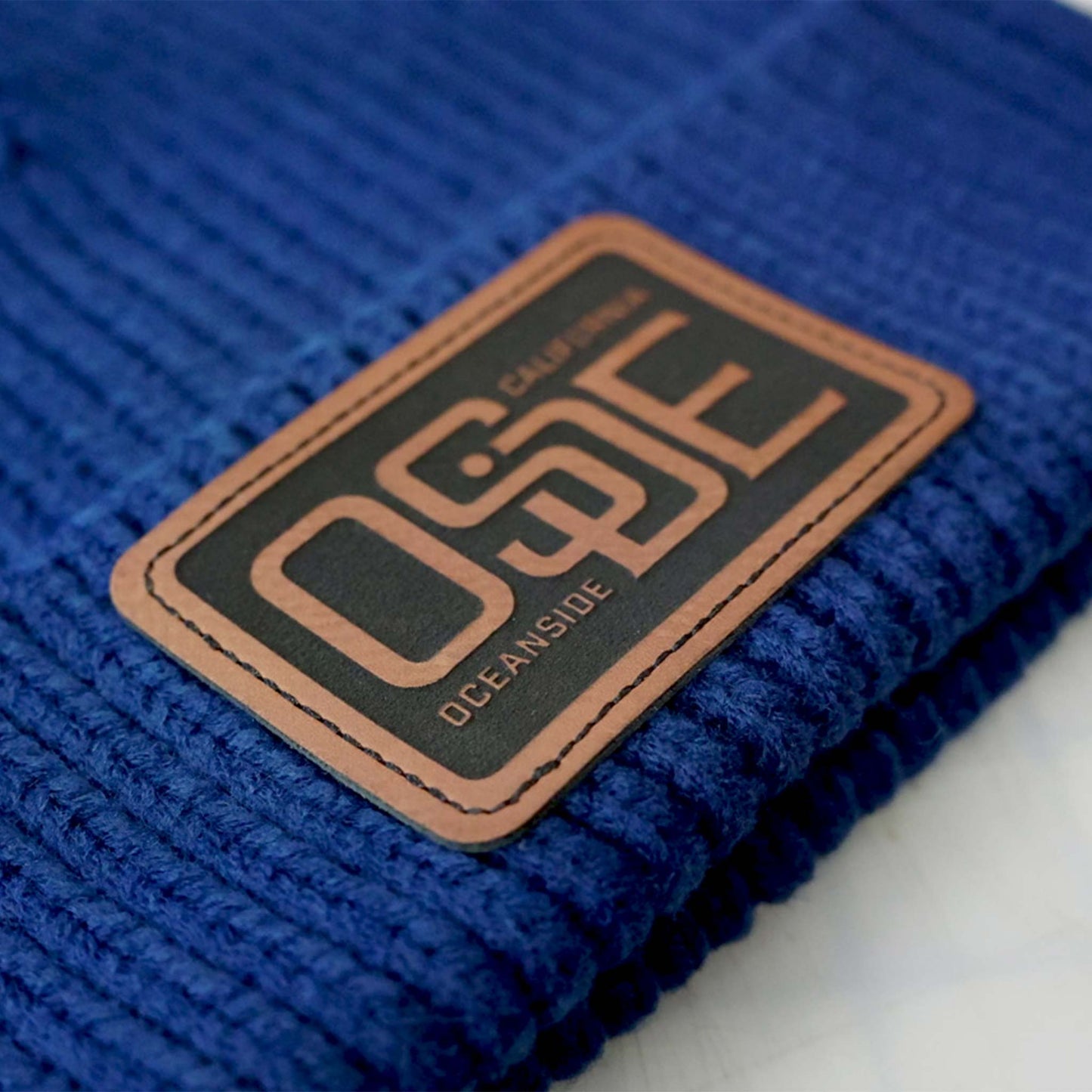 Oside SD Watch Cap Beanie - Navy with Leatherette Patch