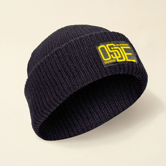 Soft Black Beanie with Woven Patch