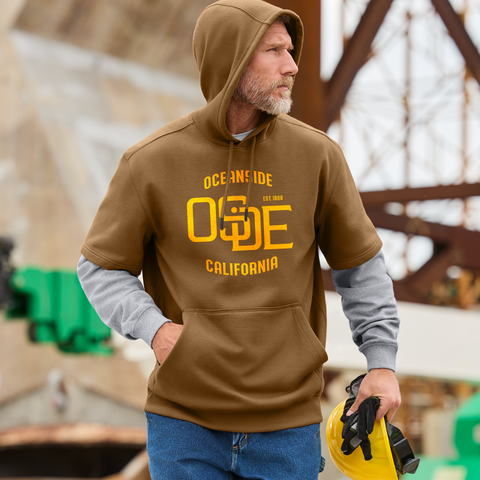 Brown, Gray and Gold Layered Fleece Hoodie