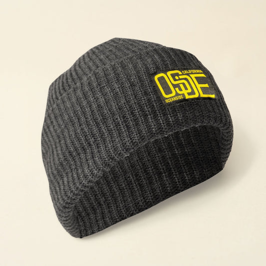 Soft Gray Beanie with Woven Patch