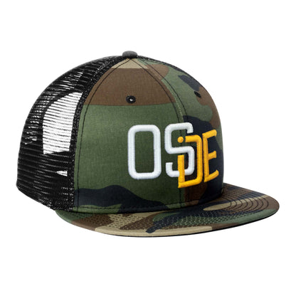 Oside SD New Era® Snapback Trucker Cap - Camo, White and Gold