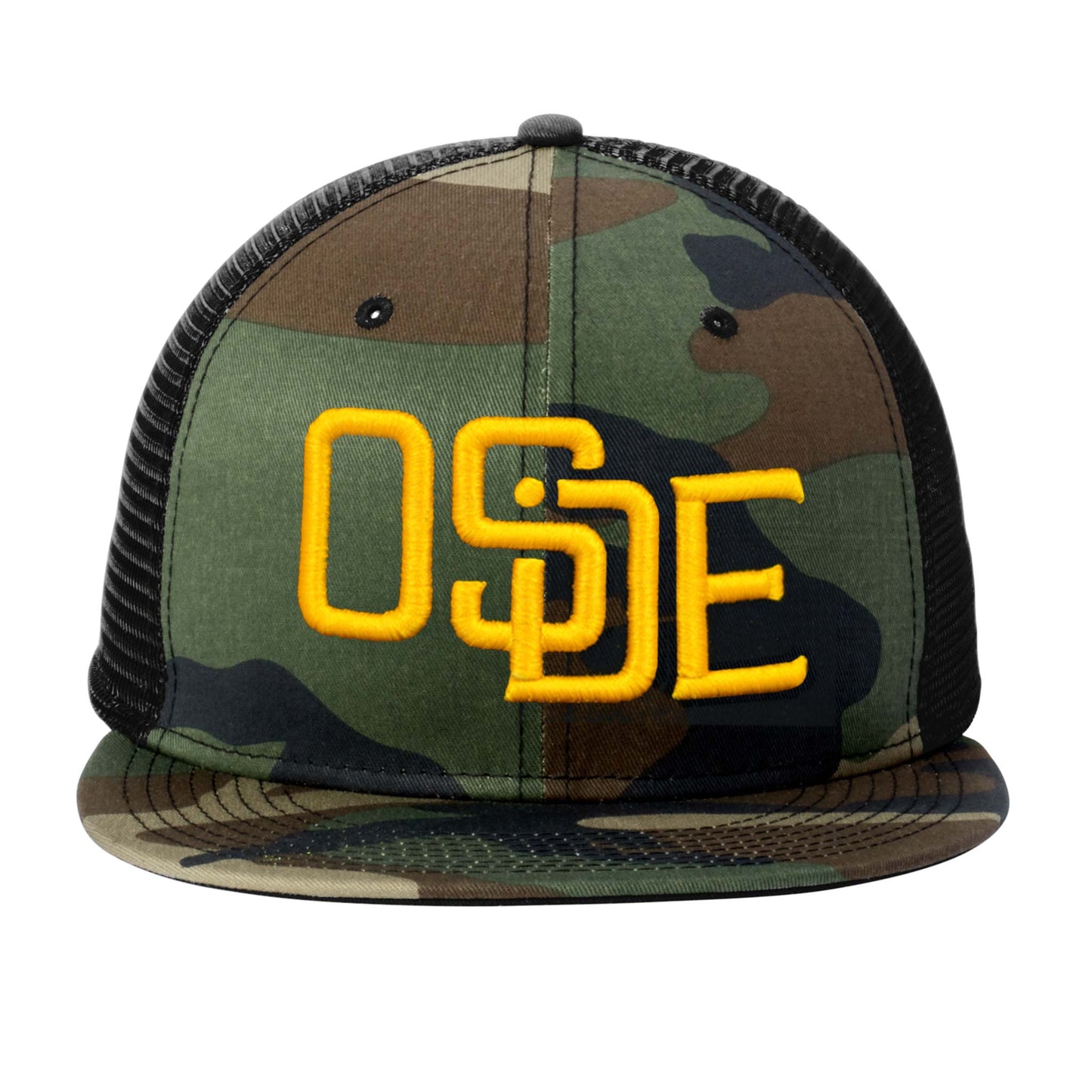 Oside SD New Era® Snapback Trucker Cap - Camo and Gold