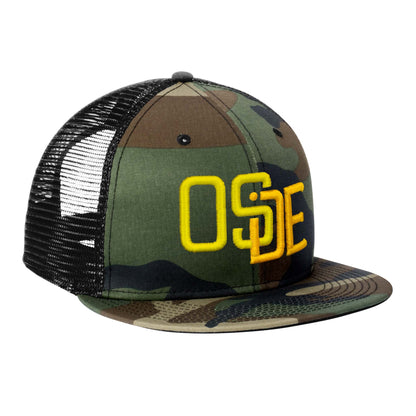 Oside SD New Era® Snapback Trucker Cap - Camo and Gold