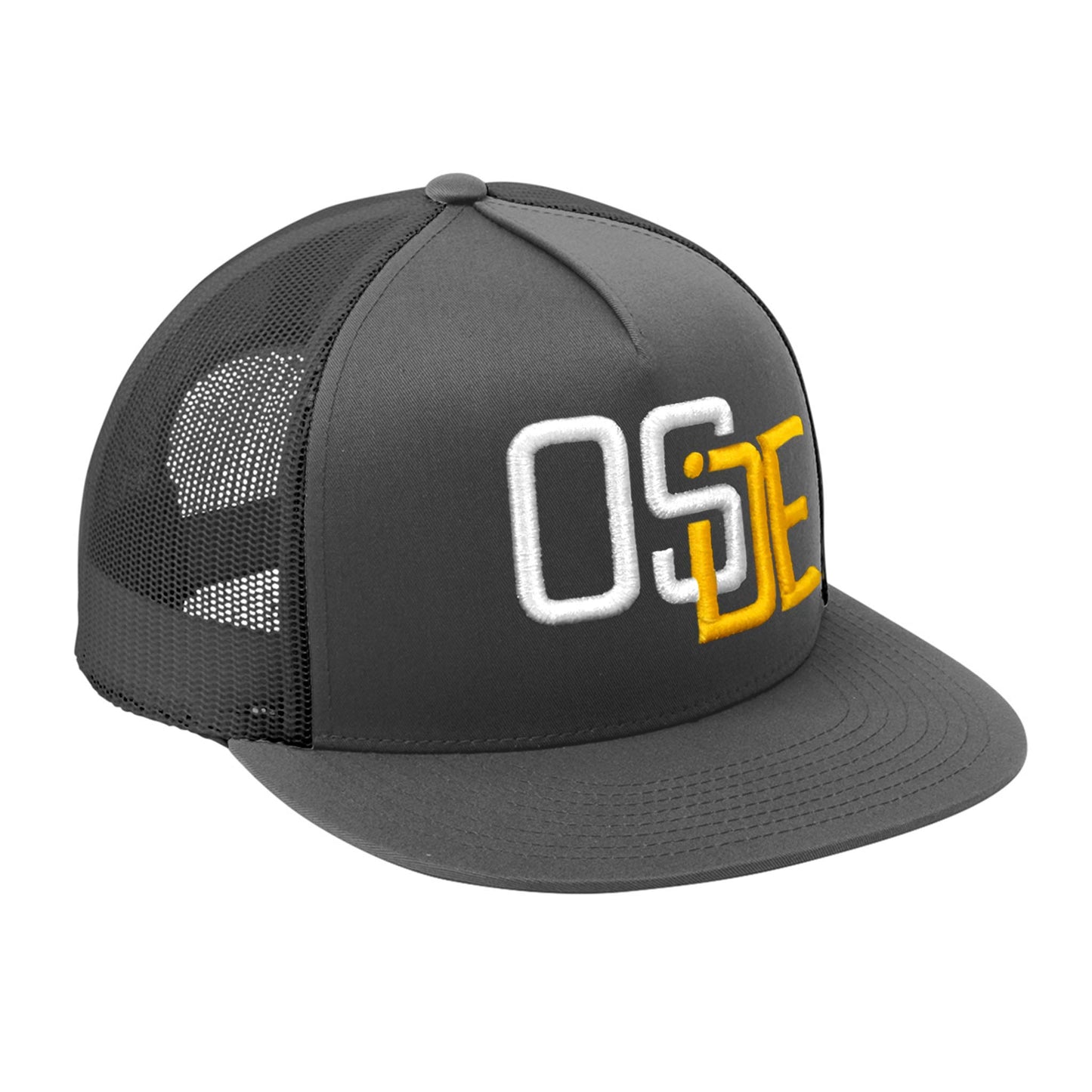 Oside SD Classic Trucker Hat - Gray, White and Gold