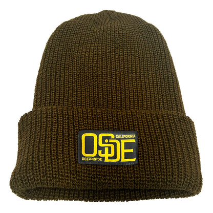 Oside SD Poly Beanie - Green with Soft Woven Patch