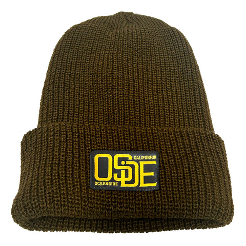 Soft Green Beanie with Woven Patch