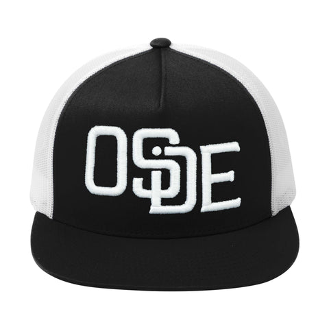 Black and White Mesh Trucker