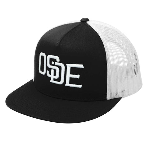Black and White Mesh Trucker