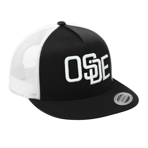 Black and White Mesh Trucker