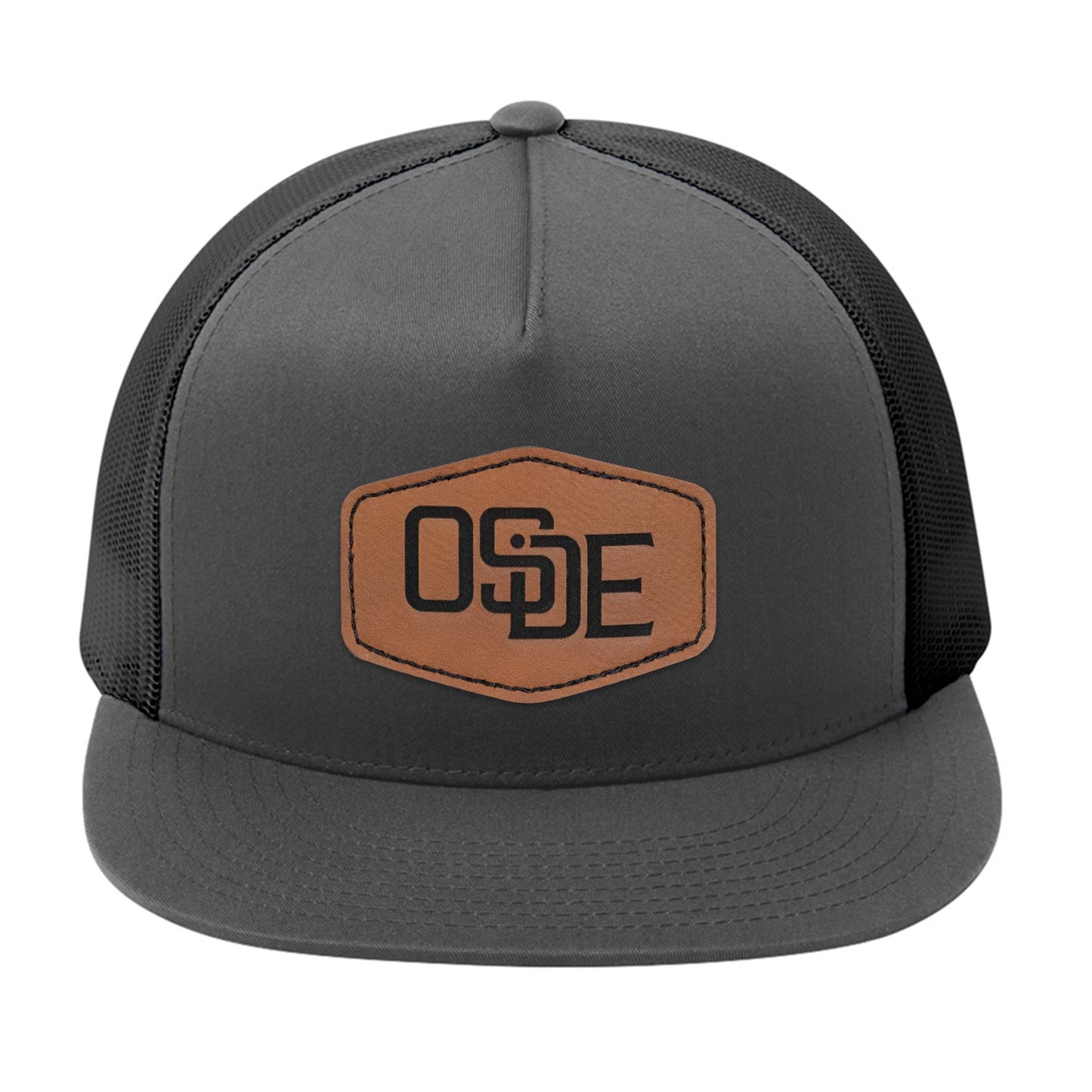 Oside OG Gray Trucker Hat - Leatherette Hexagon Patch