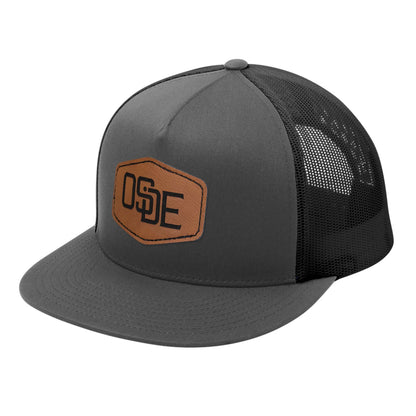 Oside OG Gray Trucker Hat - Leatherette Hexagon Patch