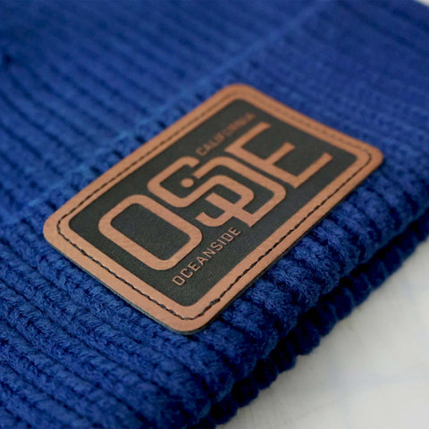 Oside SD Watch Cap Beanie - Navy with Leatherette Patch