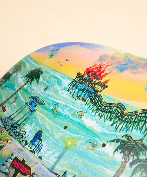 Oceancyde Pier Artwork Detail

Illustration of Oceanside pier on fire featured on Oceancyde skateboard deck

Hand illustrated scene from the Oceancyde Project deck by Disko One.